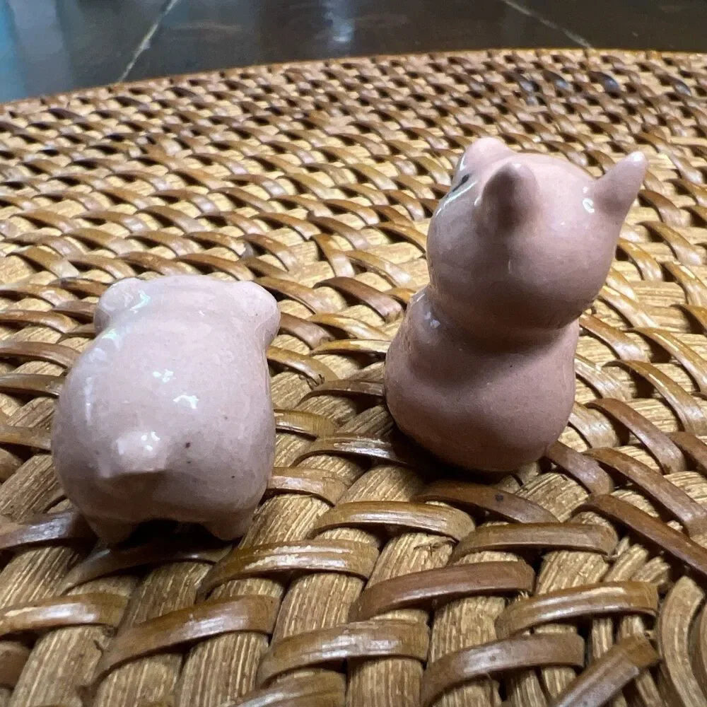 Hagan Renaker Pink Pigs 1960s Vintage Porcelain 2 Figures, Miniature
